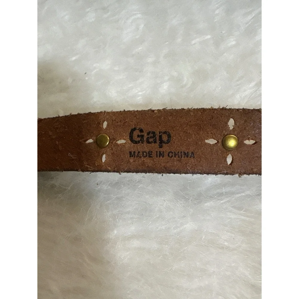 Gap Belt Womens Small Y2K Brown Floral Cutout Studded Leather Excellent